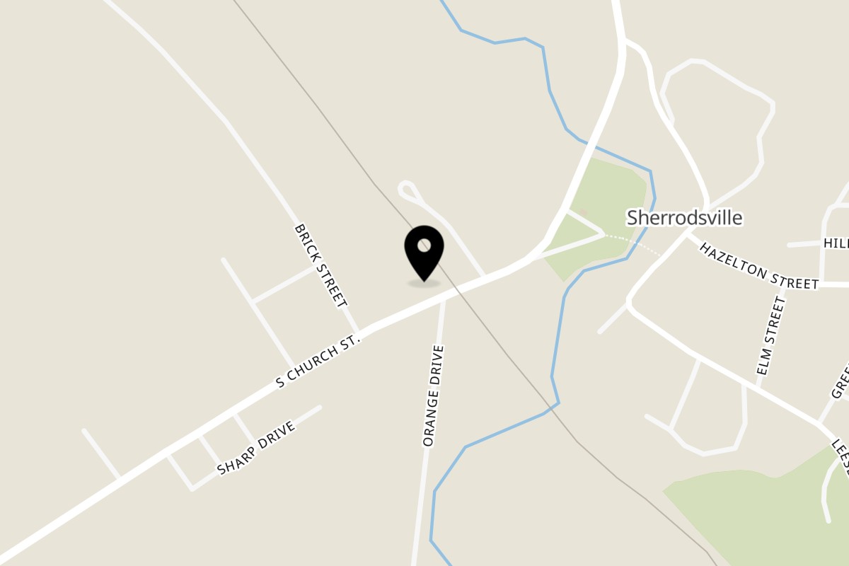 Map showing the location of Boone Creek Pizza & Pasta on 111 S Church St in Sherrodsville